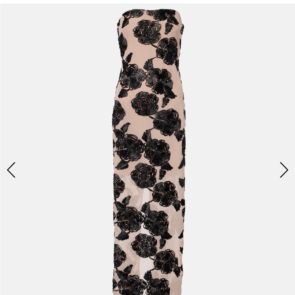ROTATE Floral mesh-trimmed gown